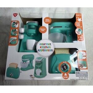 PLAY BRAND KIDS GOURMET KITCHEN APPLIANCES LIGHT GREEN SET OF 3 - NIB